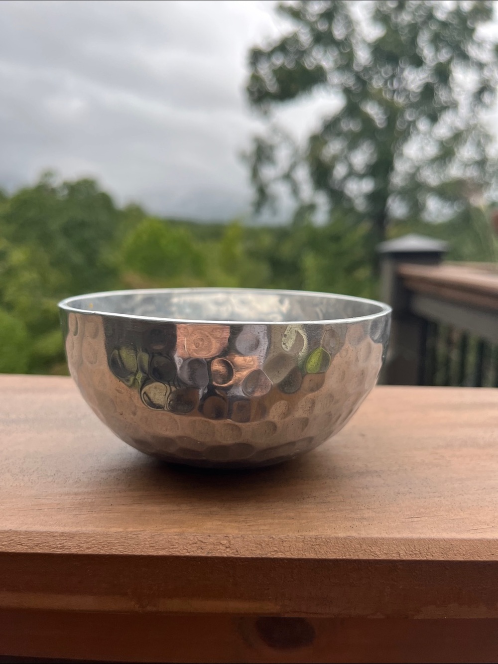 Hammered Silver Metal Decorative Bowl 4” Modern Small Catchall Dish